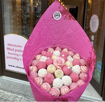 Pink heart-shaped chocolate box